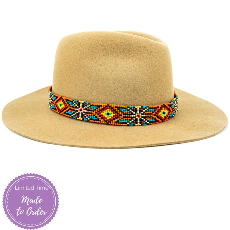 Price includes a Lola Sambboho hat & a Maui hatband. Save 10% with this bundle. Select hat size. Hatband is one size fits all. Hatband is removable.  An iconic must-have Fedora hat that will never get out of fashion. Sambboho's Lola hat has a soft brim and indented crown. A chic piece to be worn at all seasons of t Beads Clothes, Diy Projects To Sell, Beaded Hat, Never Regret, Seasons Of The Year, Vogue Magazine, Sand Color, Beading Tutorials, Hat Band