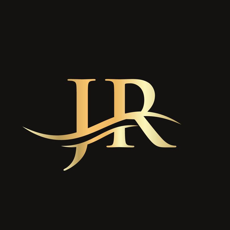 the letter r is made up of gold and black lines on a black background with an elegant