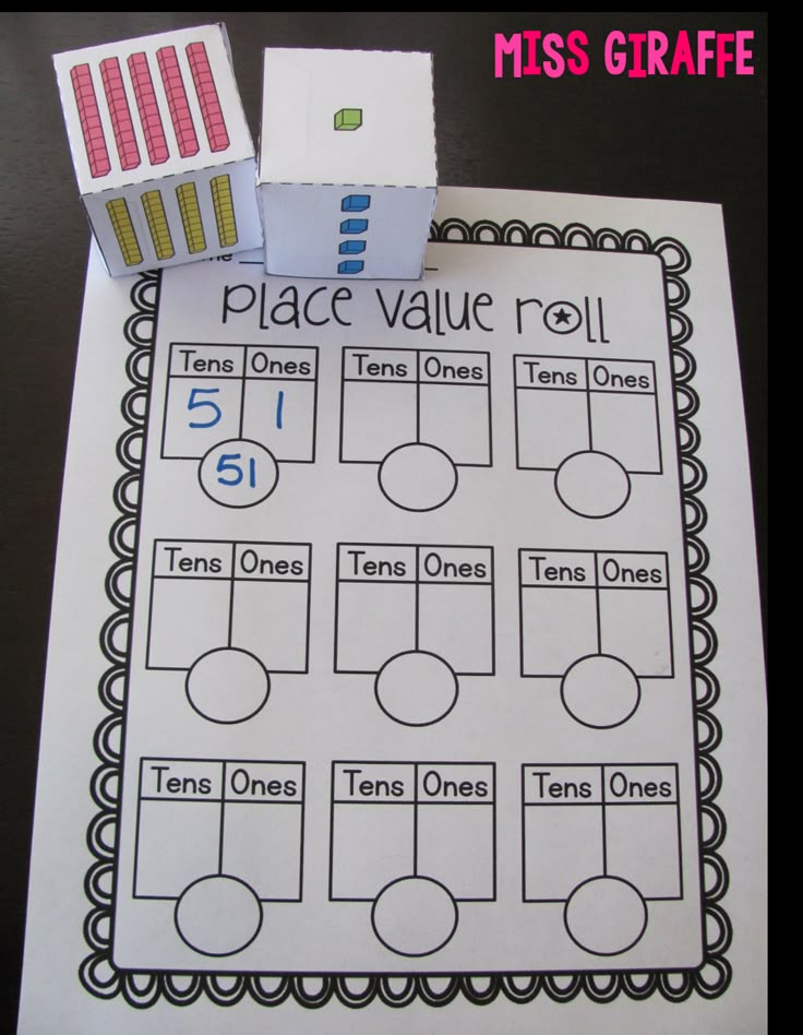 a piece of paper that says place value roll