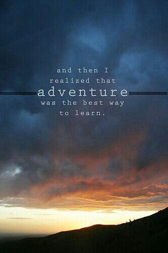 the sky is filled with clouds and there is a quote above it that says, and then i reached that adventure was the best way to learn