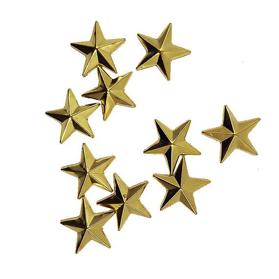 five gold stars are arranged in the shape of six pointed stars on a white background