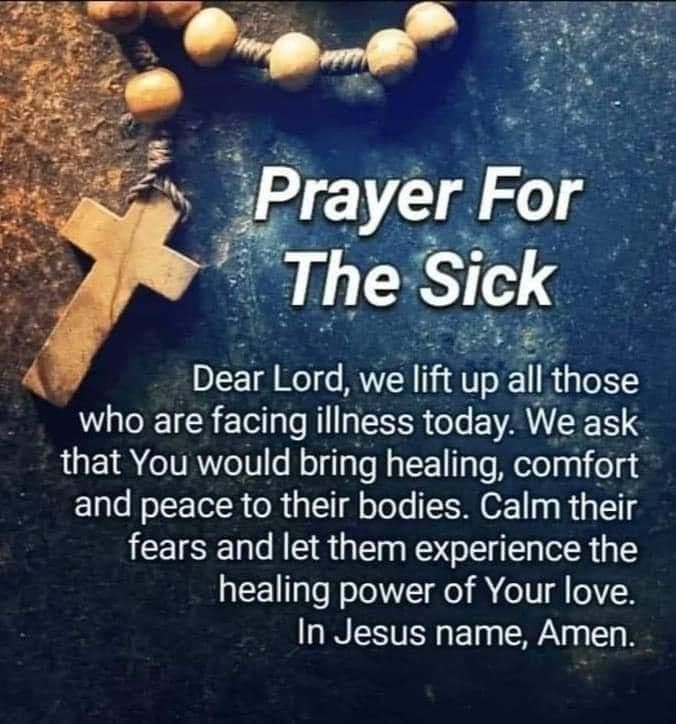 a rosary with the words prayer for the sick