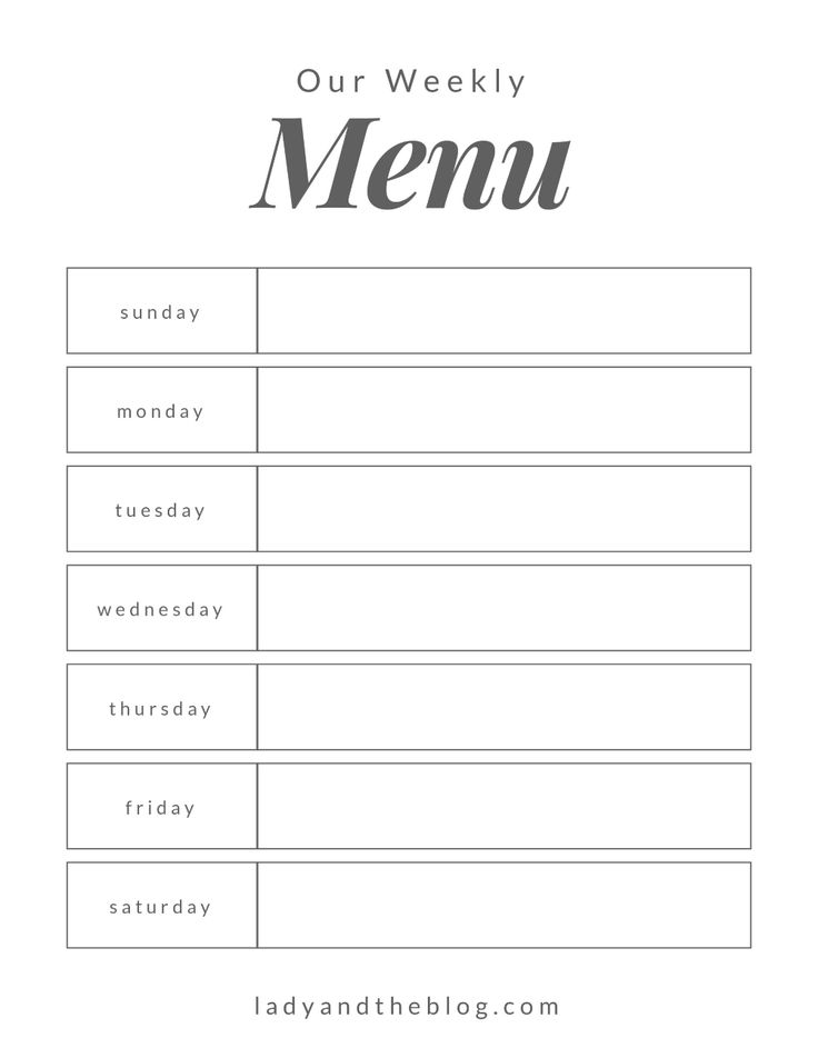 the free printable meal menu is ready to be used for lunch or dinner, and it