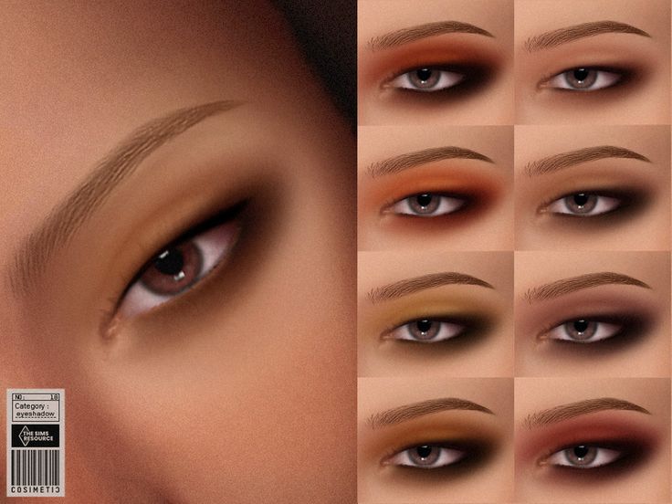 an image of the eyes and eyebrows of a woman's face with different makeup colors