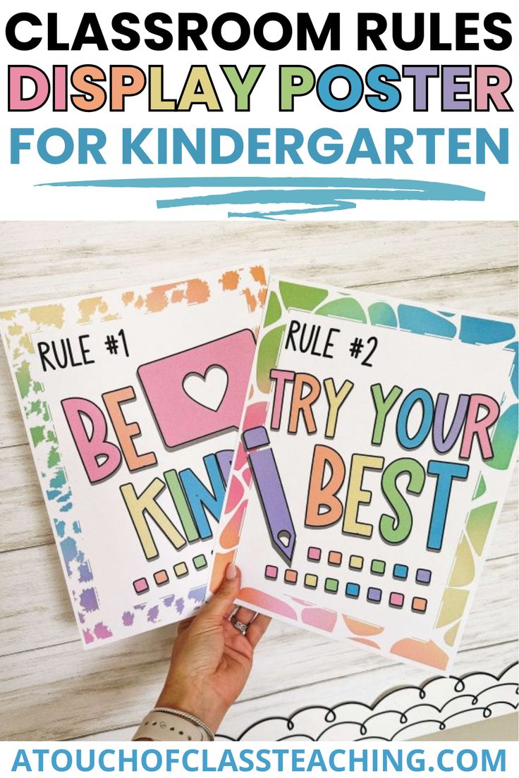 the classroom rules poster for kids to use in their art project, which includes pictures and text