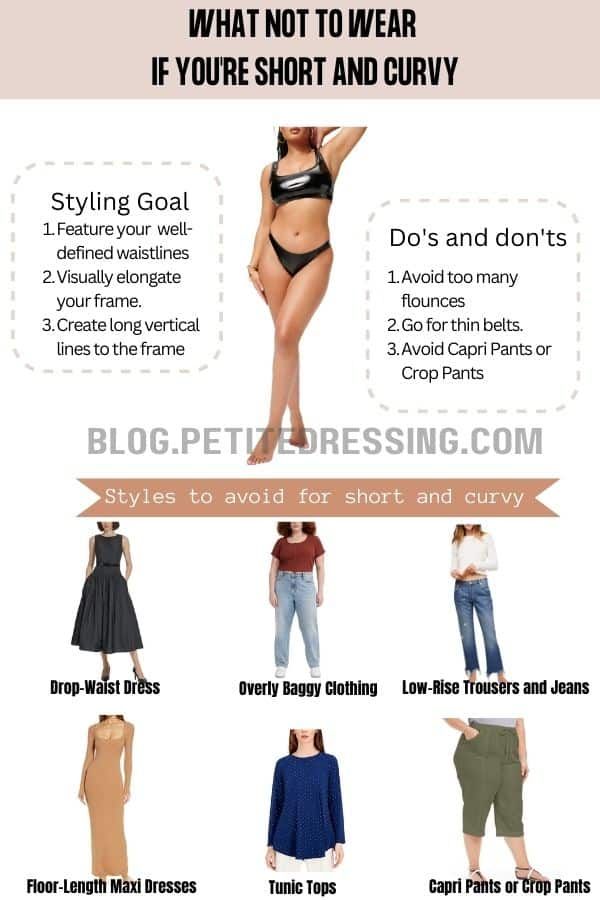 Best Outfits For Curvy Petite, Clothes For Curvy Figures, Cool Outfits For Short Women, Outfits To Make You Look Curvy, Dressing For Curvy Petite, Curved Hips Outfit, Styling Short Women, Curvy Fashion Tips, Style Inspiration Petite Curvy