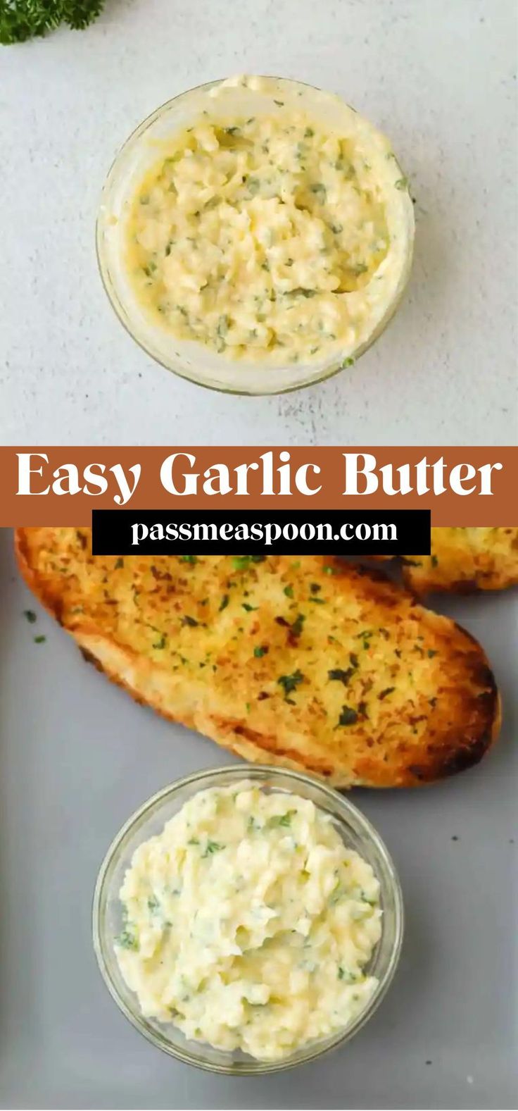 an easy garlic butter recipe is shown in this collage