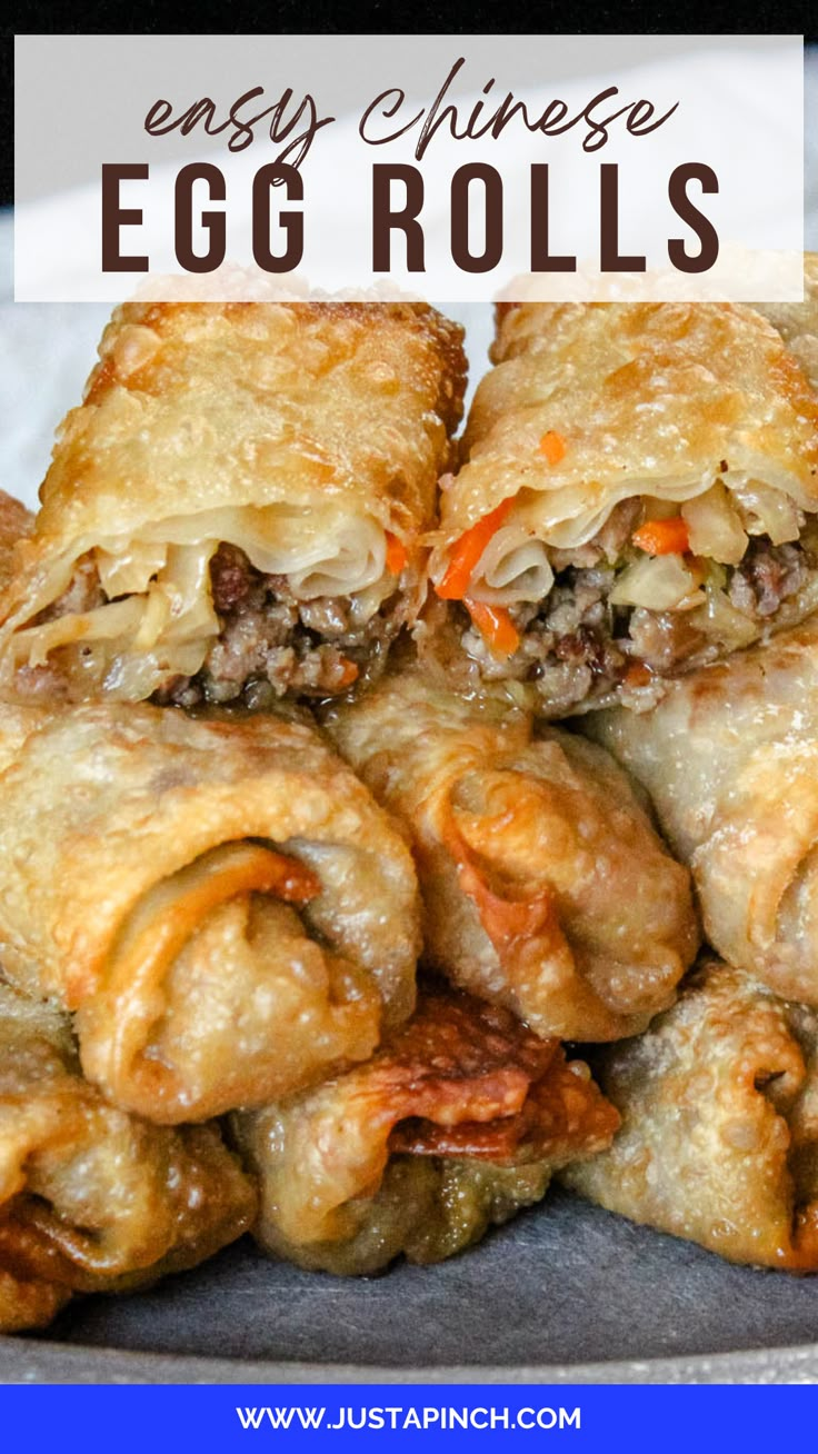 Easy Chinese Egg Rolls Recipe Chinese Egg Rolls Recipe, Pork Egg Roll Recipes, Chinese Egg Rolls, Egg Rolls Recipe, Homemade Egg Rolls, Pork Egg Rolls, Chinese Egg, Homemade Chinese Food, Yellow Bell Pepper