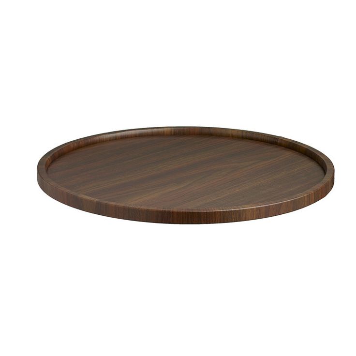 a round wooden tray on a white background