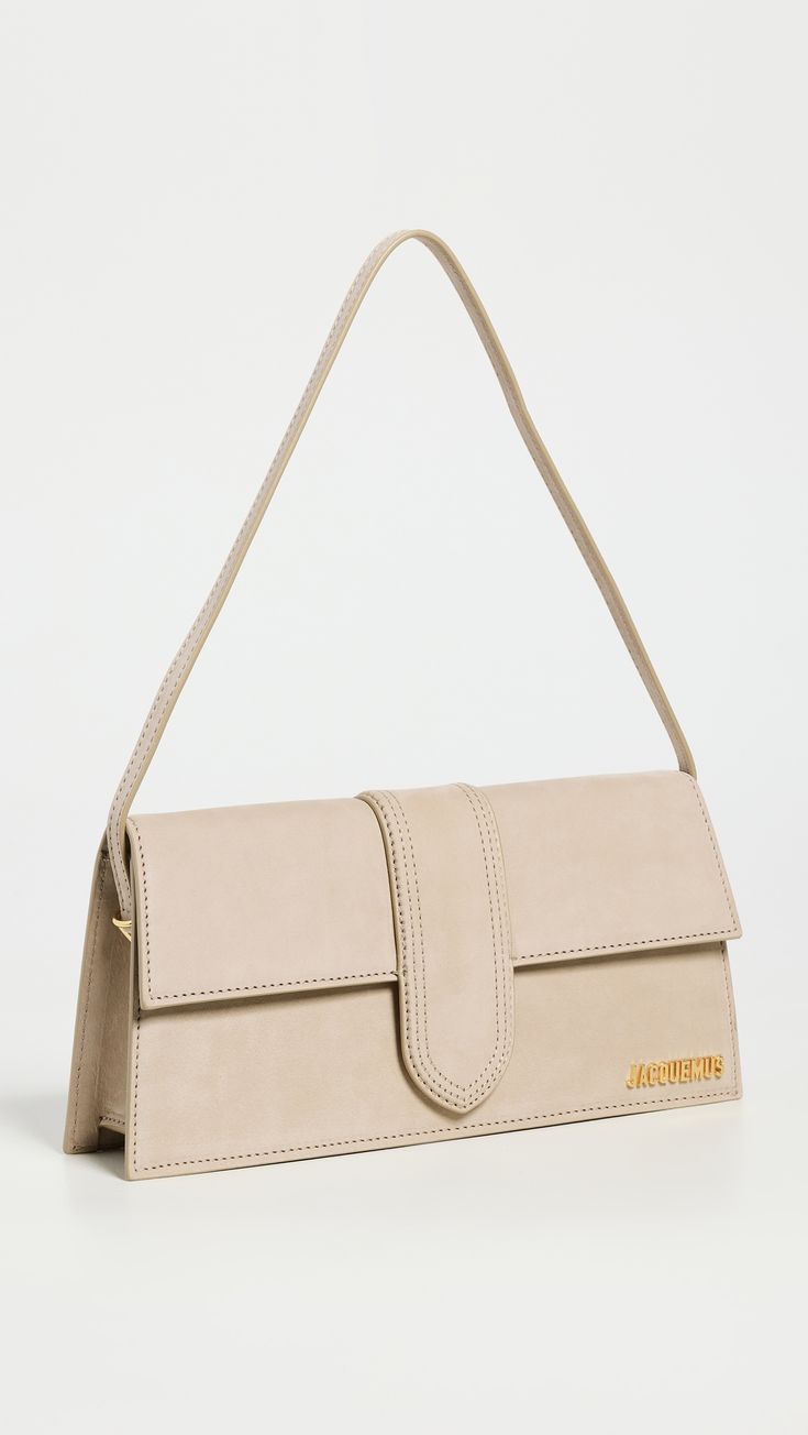 Jacquemus Le Bambino Long Bag | Shopbop Mini Bag Outfit, Jacquemus Le Bambino Long, Camel Leather Bag, Camel Outfit, Jacquemus Bags, Neutral Bag, Jacquemus Bag, Neon Bag, Dark Beige