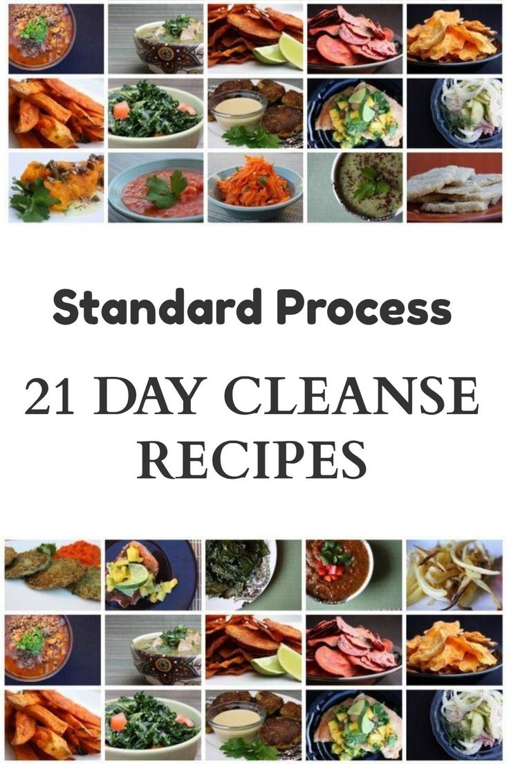 the book cover for standard process 21 day cleanse recipes, with pictures of different foods