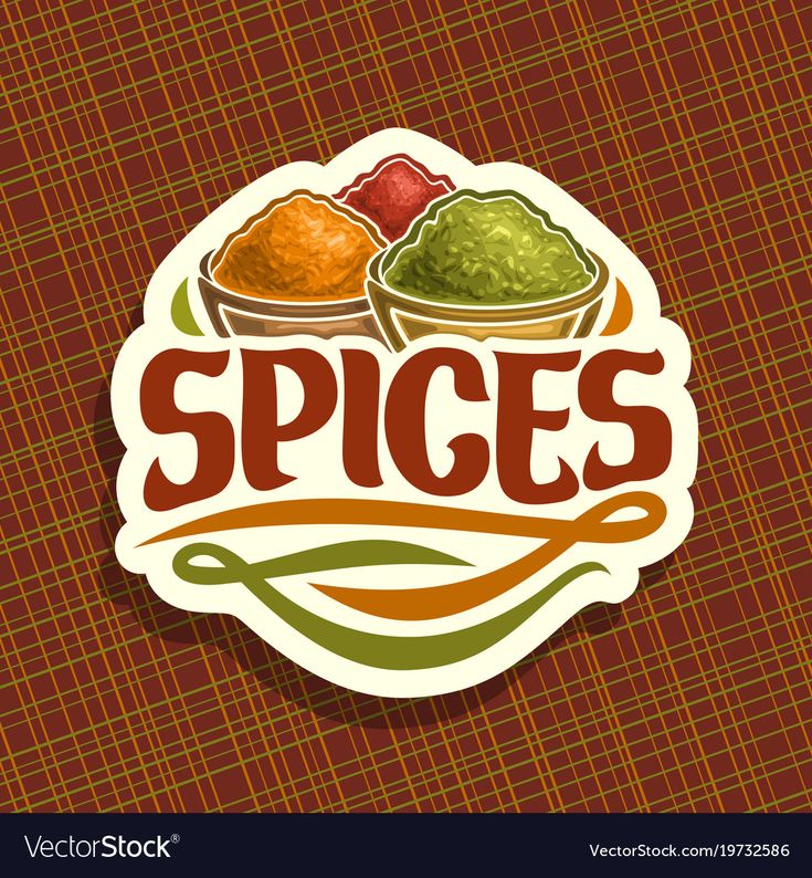 the logo for spices on a brown background with checkered pattern stock photo - image