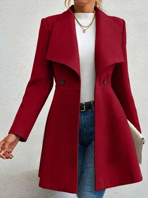 Red Long Coat, Elegant Coats, Long Sleeve Coat, Longline Coat, Women Coat, Women Overcoat, Button Up Long Sleeve, Long Sleeves Coats, Red Coat