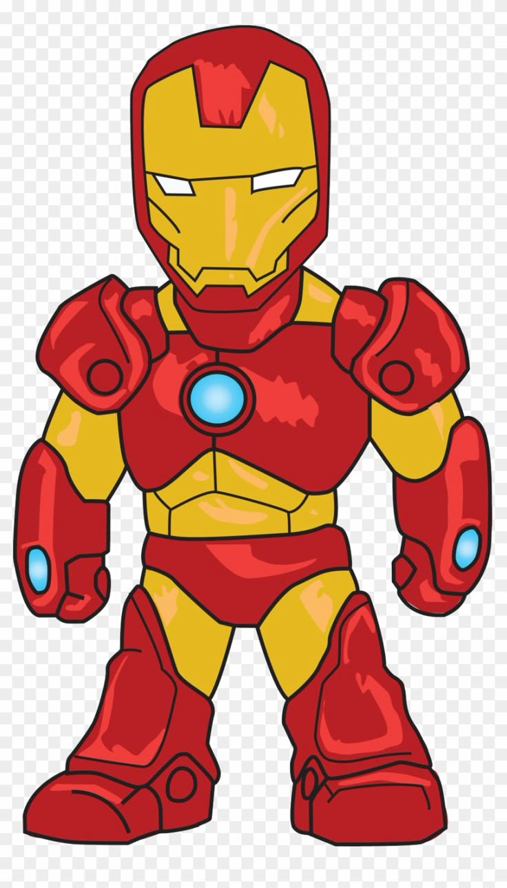 an iron man cartoon character in red and yellow