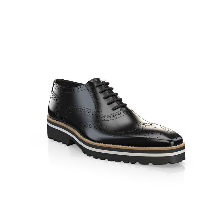 Lightweight Men`s Shoes 47105 | Girotti Black Brogue Oxfords For Galas, Designer Black Lace-up Shoes With Rubber Sole, Calf Leather Lace-up Shoes With Brogue Detailing, Black Wingtip Calf Leather Oxfords, Black Leather Cap Toe Lace-up Shoes, Black Calf Leather Dress Shoes With Brogue Detailing, Designer Black Oxfords With Brogue Detailing, Calf Leather Cap Toe Oxfords With Contrast Sole, Wingtip Lace-up Shoes With Calf Leather And Leather Sole