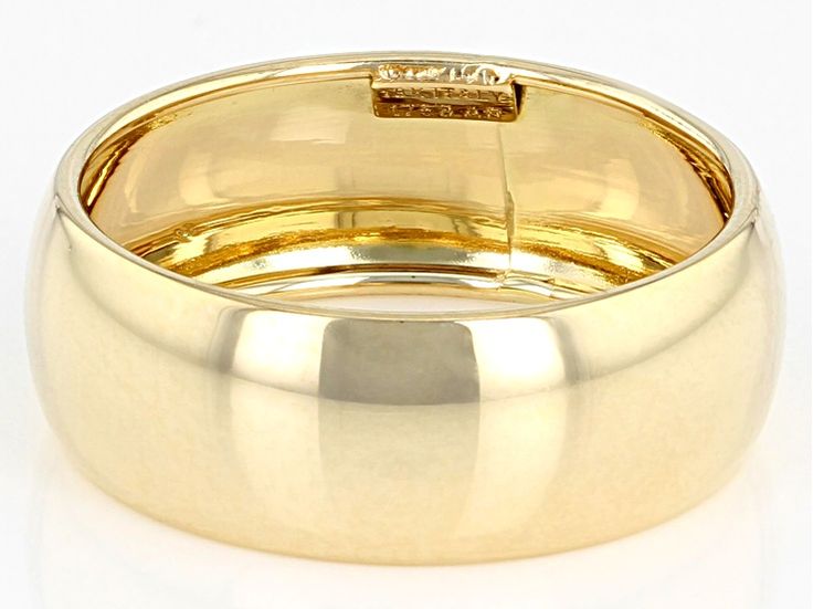 Splendido Oro™ 18K yellow gold band ring. Measures approximately 0.26 inches in width, 6.7MM gauge, and is not sizeable. Yellow Gold Hoop Rings With Polished Finish, Yellow Gold Wide Band Jewelry With Polished Finish, 14k Gold Polished Finish Wide Band Ring, 14k Gold Tarnish-resistant Wide Band Ring, Yellow Gold Polished Brass Rings, Ring Size Adjuster, Jewelry Clasps, Italian Jewelry, Gold Band Ring