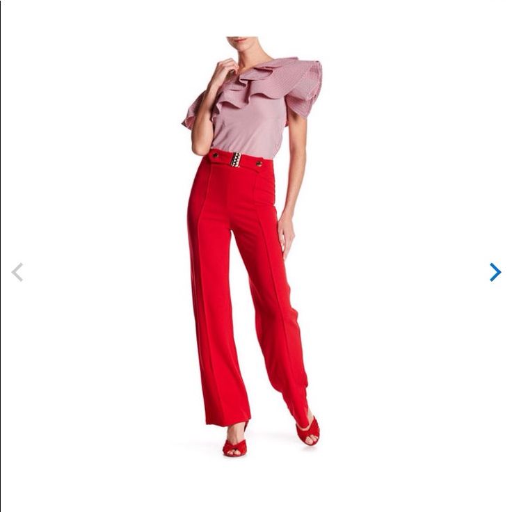 Belted Wide Leg Pant. Fabric: 95% Polyester, 5% Spandex. (Color) Red. Wide Leg Pant, Red Color, Wide Leg Pants, Pant Jumpsuit, Wide Leg, Pants For Women, Spandex, Pants, Fabric