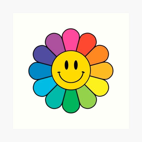 a flower with a smiley face on it's center and two petals in the middle