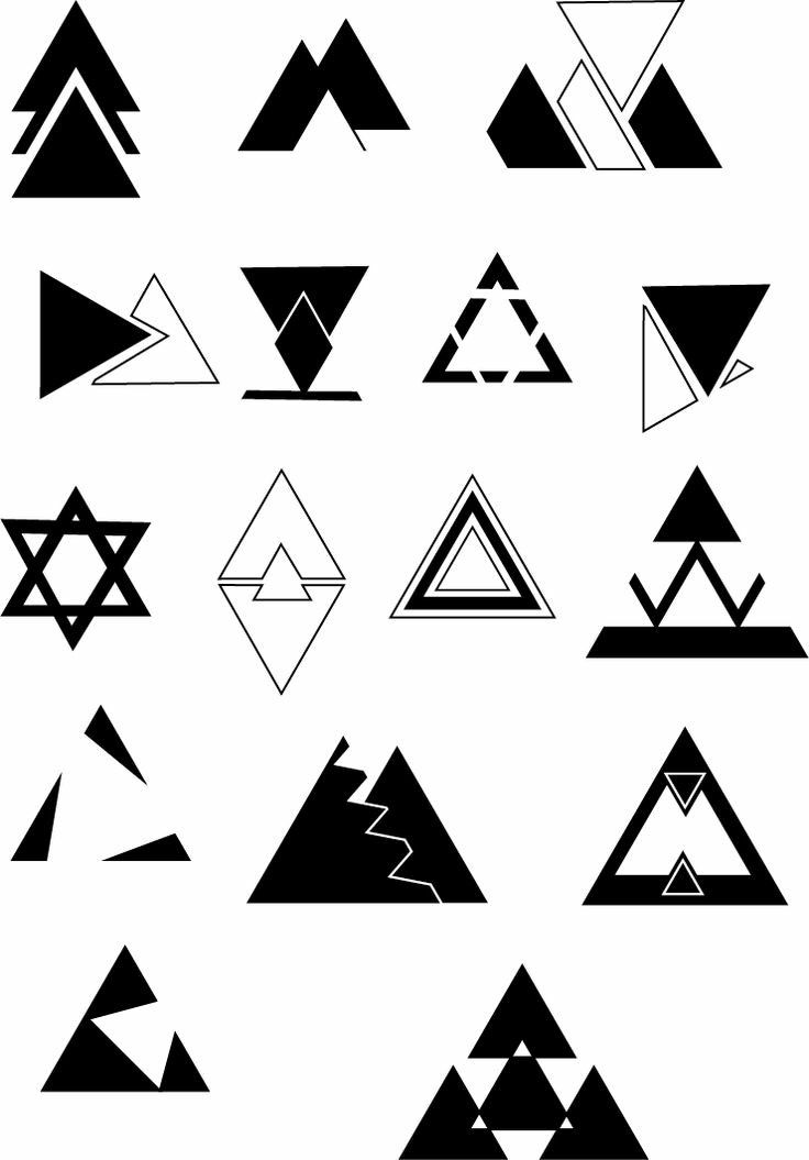 black and white geometric shapes are arranged in the shape of triangles, triangles, and rectangles