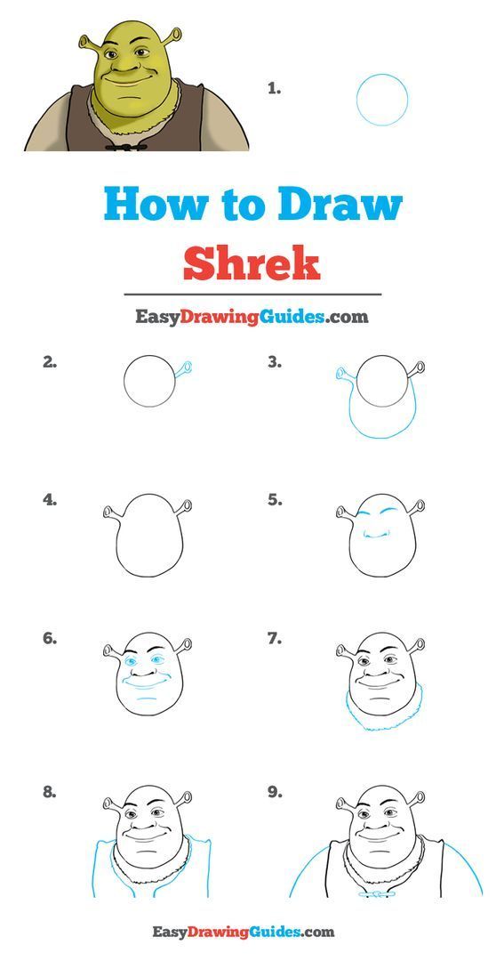 how to draw shrak from the movie shrawn step by step instructions