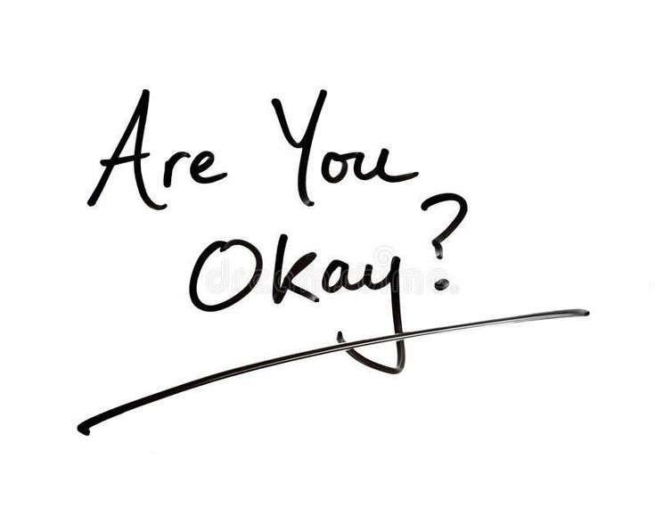 are you okay? handwritten on white paper with black ink royalty illustration stock images