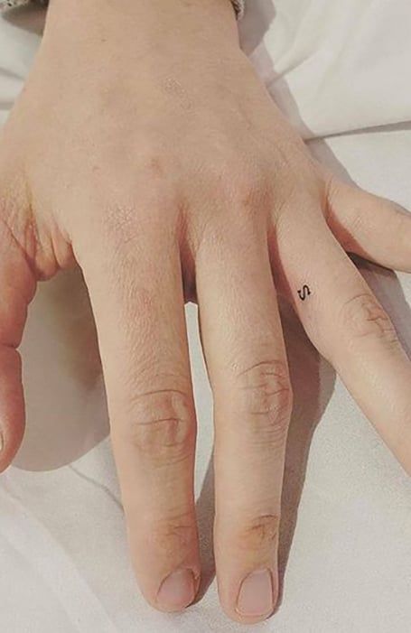 a person's hand with a small tattoo on it