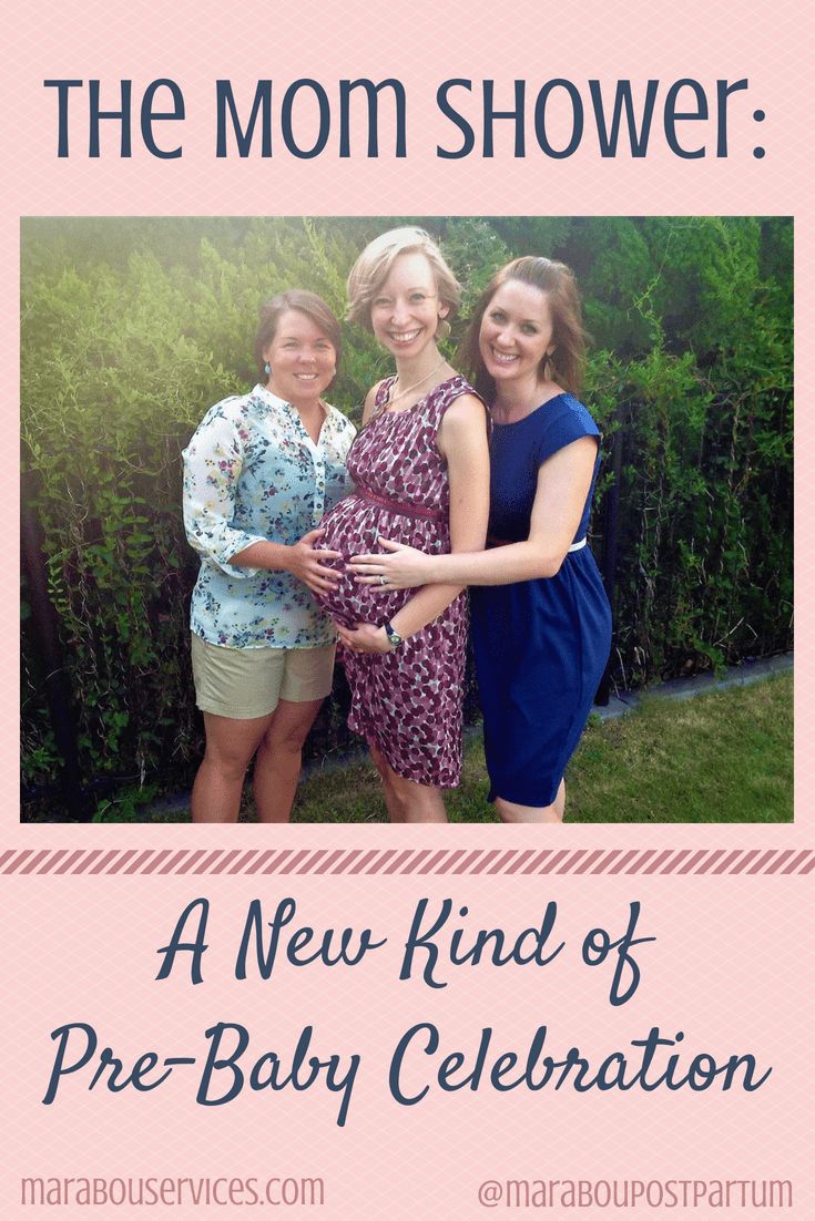 two women standing next to each other with the words, the mom shower a new kind of pre - baby celebration