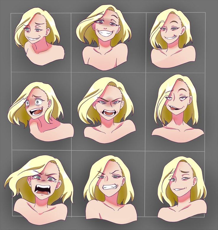 a woman's face with different expressions and facial expressions, including the expression of an open mouth