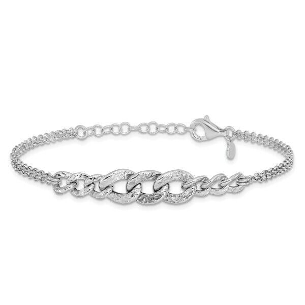 Introducing our stunning 925 sterling silver link 2 strand 1 inch bracelet for her. This fancy bracelet is perfect for women who love to accessorize with elegant and timeless pieces. Crafted from high-quality silver, this women's bracelet is a must-have addition to any jewelry collection. The 2 strand design adds a touch of sophistication, while the 1 inch length ensures a comfortable fit. This silver jewelry piece is perfect for any occasion, whether it's a formal event or a casual day out. Shop now and add this beautiful bracelet for her to your collection! Formal Sterling Silver Chain Bracelet, Fine Jewelry, Elegant Multi-strand Sterling Silver Bracelets, Luxury Nickel-free Sterling Silver Elegant Bracelet, Luxury Nickel-free Sterling Silver Bracelet, Fancy Bracelet, Luxury Sterling Silver Chain Bracelet, Tarnish Resistant, Bracelet For Her, Formal Event, Womens Bracelets