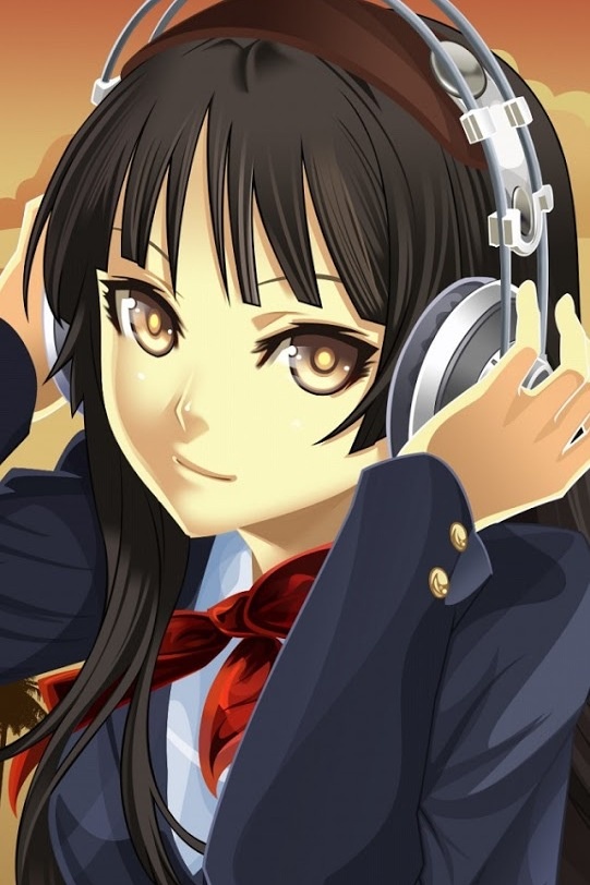 an anime character with headphones on