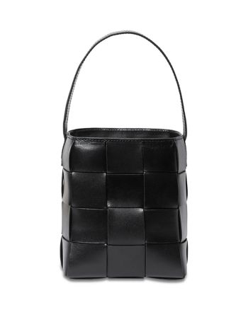 Loeffler Randall Laith Woven Leather Bucket Bag Designer Black Square Bucket Bag, Formal Black Rectangular Bucket Bag, Black Square Bucket Bag For Evening, Loeffler Randall, Leather Weaving, Leather Bucket Bag, Leather Bucket, Bucket Bag, Bags Handbags