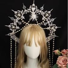 Halo Crowns, Corpse Bride Wedding, Halo Cosplay, Gothic Cosplay, Gothic Crown, Goddess Crown, Headpiece Diy, Tiara Headband, Sun Goddess