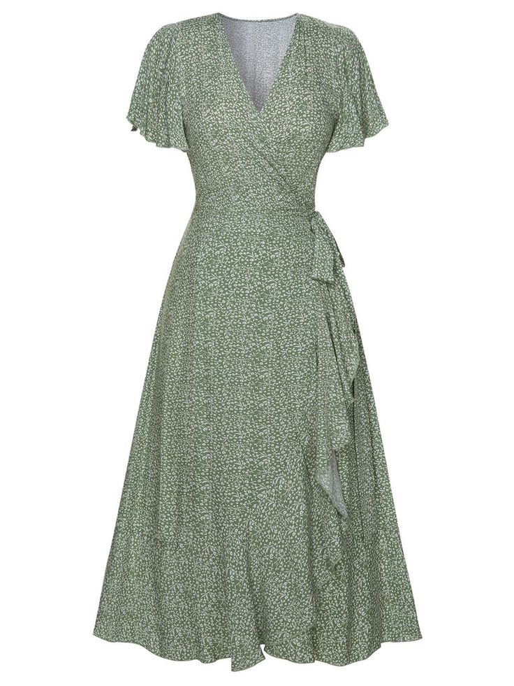 30-70% OFF✓ Fast Shipping✓Discover classic style with the Green 1940s Ditsy Floral Flounce Sleeve Dress from Retro Stage. Flounce sleeves and ditsy floral print offer a chic, vintage-inspired look. 1940s Floral Dress, 50s House Dress, 1940s Dresses Casual, 70 Year Old Women Fashion, 1940s Tea Dress, Celestial Bedroom, Wow Outfits, Non Aesthetic, 1930 Dress