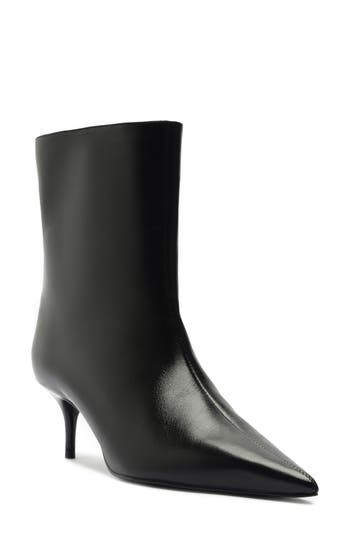 A pointy toe and tapered heel balance a sleek leather bootie that will complement your polished looks. 2 1/4" heel Pull-on style Leather upper, lining and sole Made in Brazil Classic Pointed Toe Boots With 4-inch Heel, Sleek Heeled Boots With 4-inch Heel For Formal Occasions, Classic Pointed Toe Boots With Padded Heel, Classic Boots With Pointed Toe And Padded Heel, Classic Boots With Padded Heel And Pointed Toe, Pointed Toe Heeled Boots With 4-inch Heel For Work, Classic Heeled Boots With Sculpted Heel And Pointed Toe, Pointed Toe Boots With Reinforced Heel For Office, Classic Office Boots With 4-inch Heel