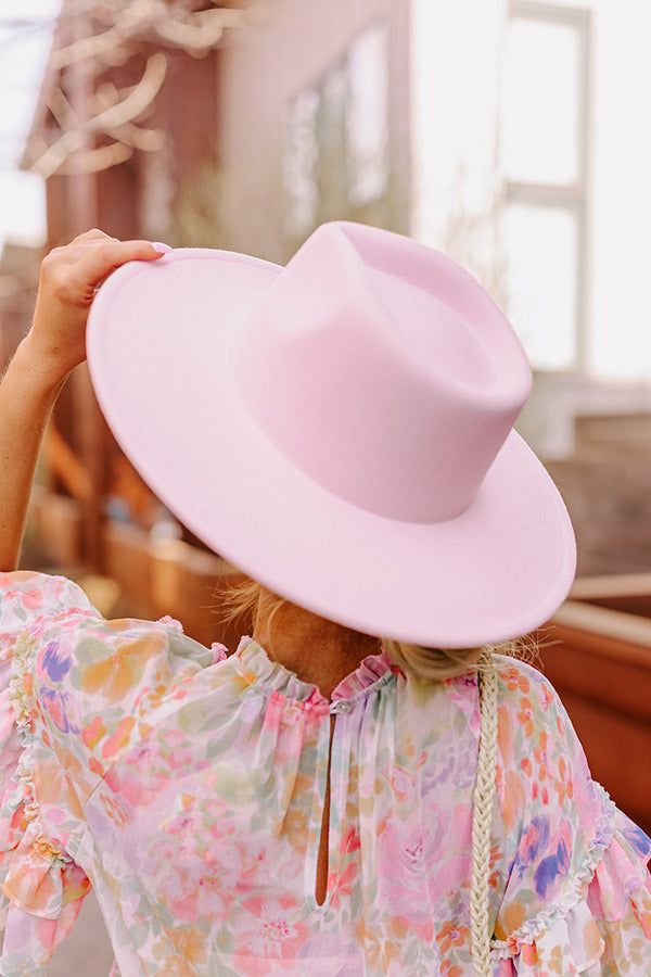 Hat Dimensions: Length-15.5 inches Width-14.5 inches Height- 4.5 inches Cranial Circumference- 24 inches Brim Width- 3.5 inches Pink Fitted Brimmed Fedora, Fitted Pink Brimmed Fedora, Pink Flat Brim Fedora For Spring, Pink Short Brim Fedora For Spring, Adjustable Pink Fedora, Feminine Pink Fitted Hat, Feminine Fitted Pink Hat, Fitted Feminine Pink Hat, Pink Adjustable Fedora For Spring