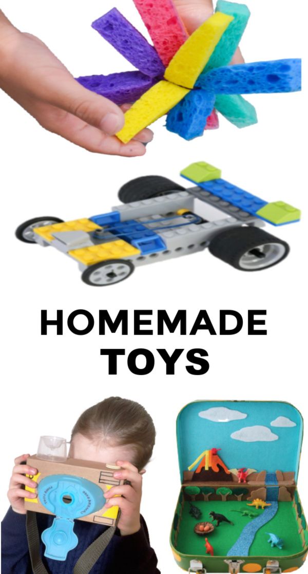 some toys that are in the shape of cars and trucks with text overlay reading homemade toys