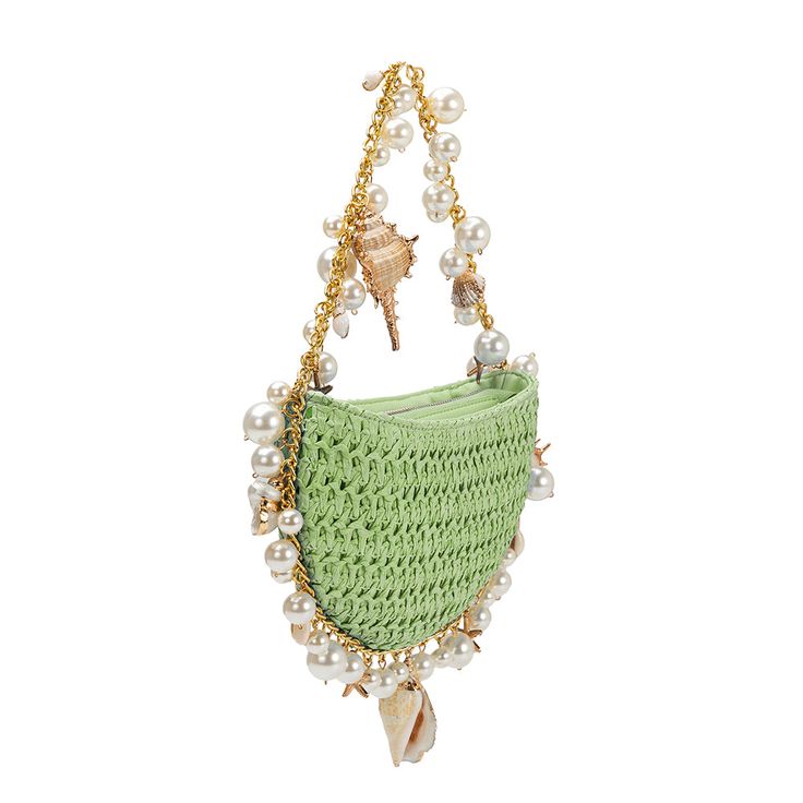 Introducing the Isla top handle bag, the perfect addition to your summer accessories. Made with a hand woven straw and detailed with pearl and seashells along its silhouette giving Isla an elegant look. This bag includes a spacious interior perfect for your everyday essentials. Hand Woven Straw 8.3" W x 5.25" H x .5"D Handle Drop: 6" Zipper Closure Gold-Tone Hardware OEKO-TEX Certified Lining Fits up to an iPhone 14 Pro Product No.YN7533LM Melie Bianco, Thrift Flip, Pretty Bags, Large Shoulder Bags, Summer Accessories, Handle Bag, Everyday Essentials, Crochet Bag, Jamaica