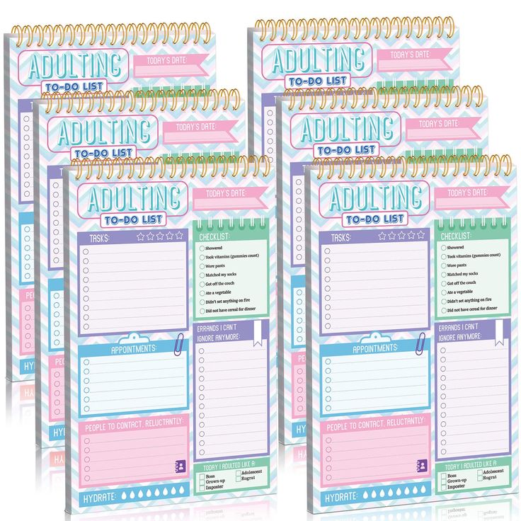 four planner pages with the words, adulting to - do list written on them