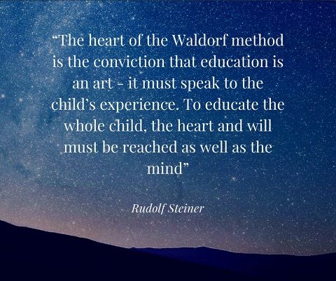 an image with the words, the heart of the waldor method is the convention that education is an art - it must speak to the child's experience