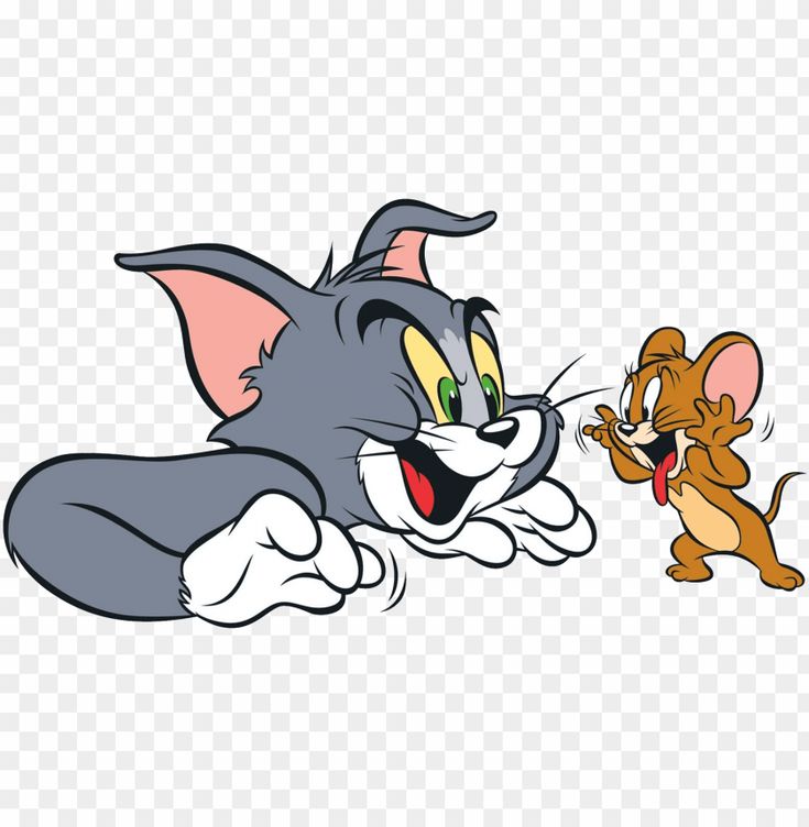 cartoon cat and mouse playing with each other