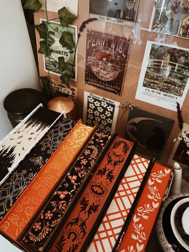 a table topped with lots of different types of ribbons