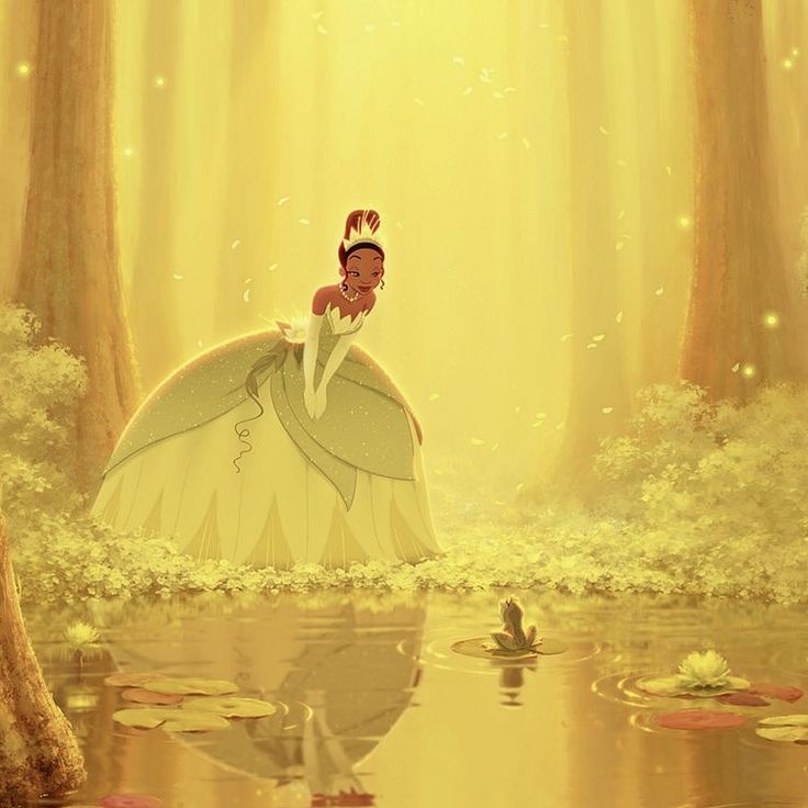 the princess and the frog is sitting in the water