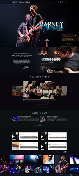 an image of a website page for a music band that has been designed to look like it