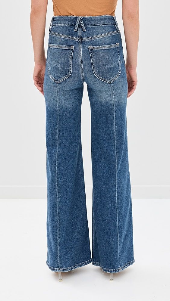 Good American Good Waist Palazzo Seamed Jeans | Shopbop Spring Denim Blue Flare Jeans With Seam Detailing, Dark Wash Flare Jeans With Seam Detailing For Spring, Trendy Dark Wash Jeans With Zip Fly, High Rise Flare Jeans With Seam Detailing For Work, Medium Wash Denim Pants With Zip Fly, Casual High Rise Flare Jeans With Zip Fly, Casual High Rise Flare Jeans With Button Zip Fly, Wide Leg Flare Jeans With Seam Detailing For Fall, Trendy High Rise Jeans With Zip Fly