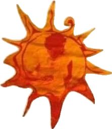 an orange and yellow drawing of a sun