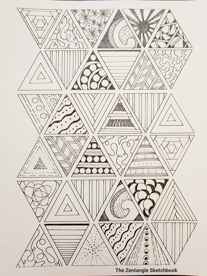 a black and white drawing of many different shapes