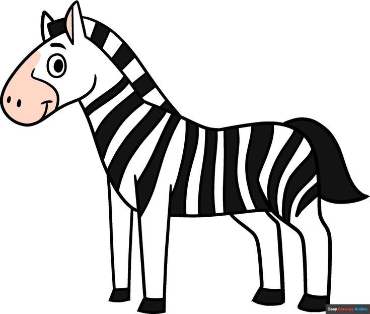 a cartoon zebra with black and white stripes