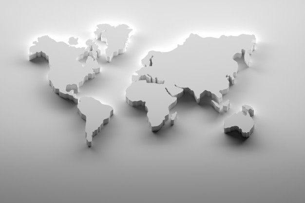 an abstract map of the world made up of smaller pieces of white paper with shadows