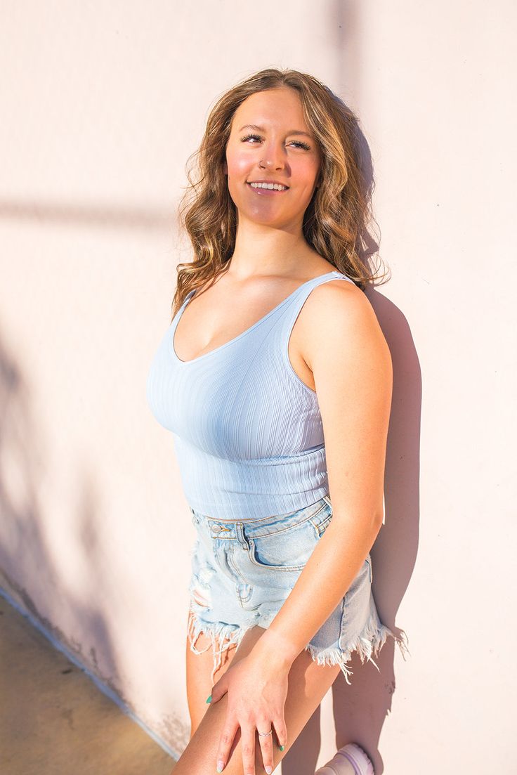 One Size fits most. Seamless wide ribbed tank top with a v neckline. Such a perfect basic! -Fabric: 92% Nylon / 8% Spandex. -Made in USA Stretch Ribbed V-neck Tank Top, Blue V-neck Tank Top With Built-in Bra, Blue Ribbed V-neck Tank Top, Blue Seamless Tank Top For Spring, Blue V-neck Seamless Camisole, Blue Seamless V-neck Camisole, Spring Seamless V-neck Tank Top, Casual V-neck Tank Top With Seamless Construction, Ribbed V-neck Camisole For Summer