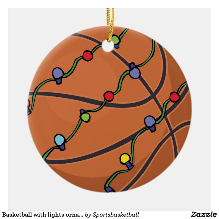 a basketball ornament with lights on it